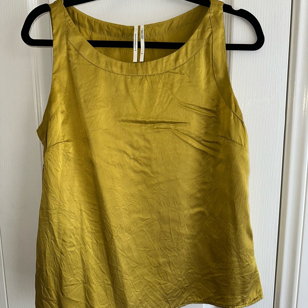 Elegant Gold Silk Sleeveless Top